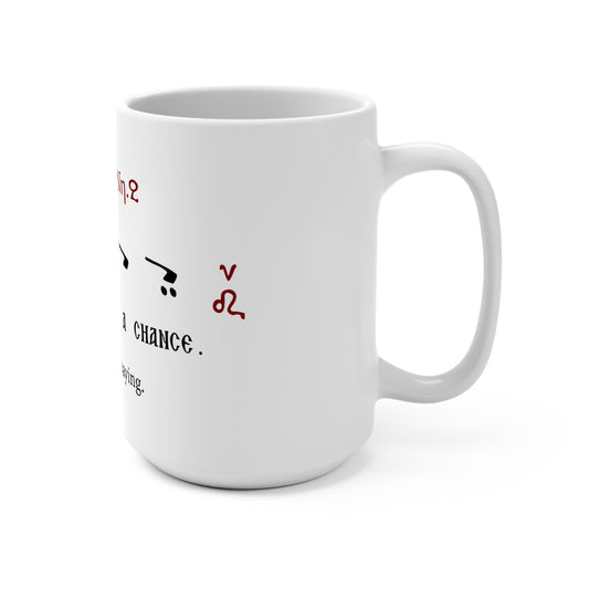 15oz Ceramic Mug — Byzantine Chant Notation 'Give Byz a Chance' Coffee Cup, no oxeía or barlines